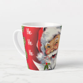 Caneca De Café Latte Papai Noel Vintage Retro com Árvore de Natal