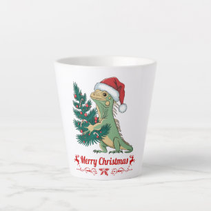 Caneca De Café Latte Papais noeis de árvores de Natal Iguana