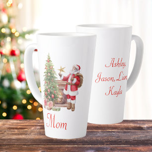 Caneca De Café Latte Papais noeis de Natal com Cores Aquáticas da Mãe