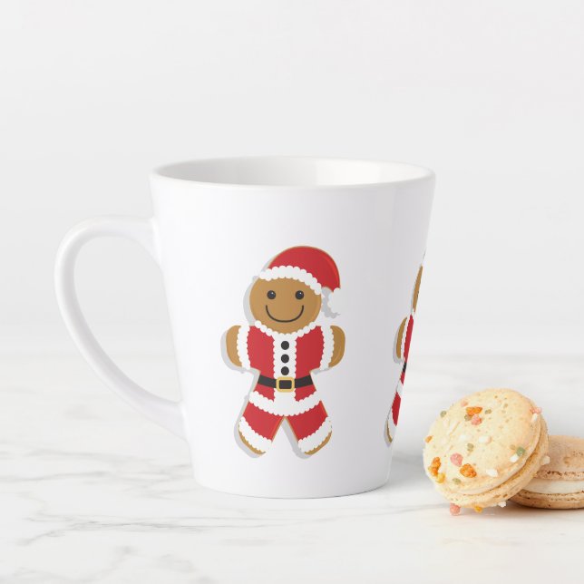 Caneca De Café Latte Papais noeis de Natal do Homem Gingerpão sorrident (In Situ)