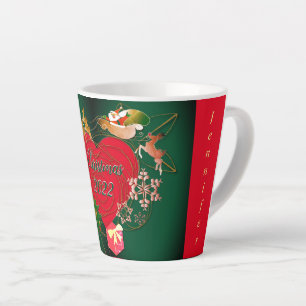 Caneca De Café Latte Papais noeis de Natal Reindeer Latte Mug
