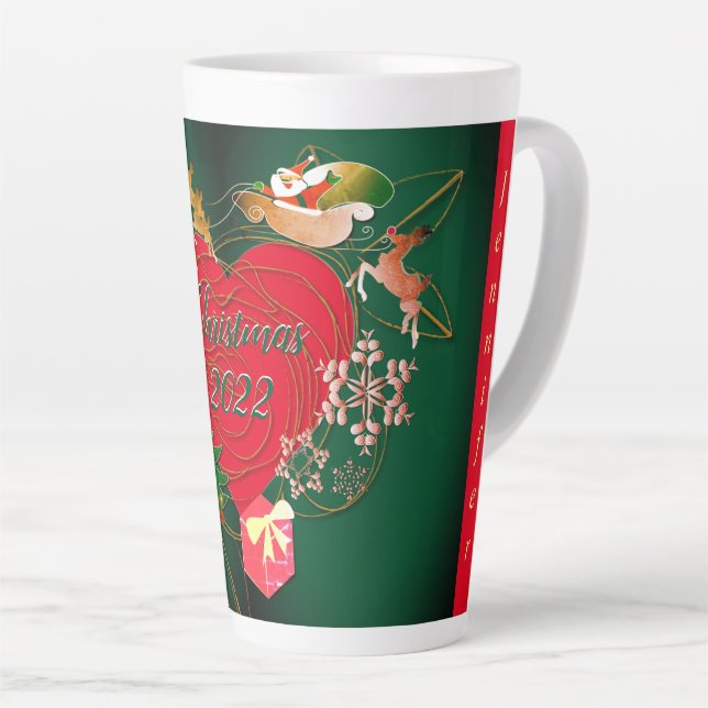 Caneca De Café Latte Papais noeis de Natal Reindeer Latte Mug (Ângulo direito)