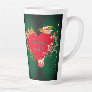 Caneca De Café Latte Papais noeis de Natal Reindeer Latte Mug