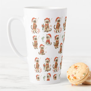 Caneca De Café Latte Papais noeis de peixe para pasto de gato no Natal