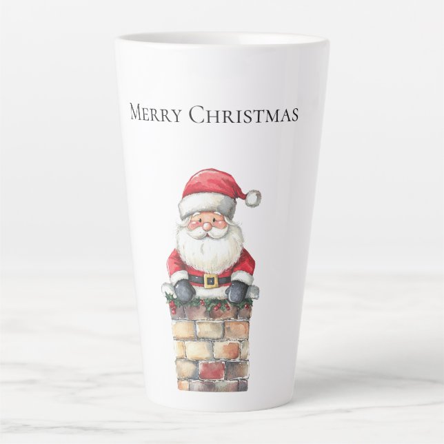 Caneca De Café Latte Papais noeis no Natal da Chimney (Frente)