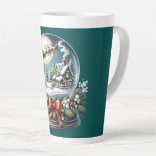 Caneca De Café Latte Papais noeis Sleigh Ride in Snow Globe Wonderland