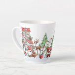 Caneca De Café Latte Papais noeis Snowman Reindeer Christmas Latug<br><div class="desc">Imagens de Natal de Papai Noel,  Neves,  Reindeer Rudolph,  Penguin e Papais noeis de gato na floresta de neve de inverno</div>