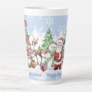 Caneca De Café Latte Papais noeis Snowman Reindeer Natal