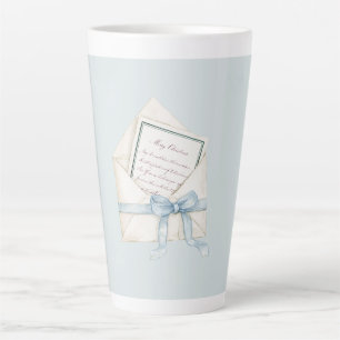 Caneca De Café Latte Papel de Carta Natal com Laço Azul