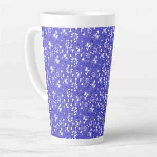 Caneca De Café Latte Papel de parede Barroco - Padrão de Flor Azul