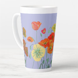 Caneca De Café Latte Papilas de laranja Flores Flores Púrpura Pastel Li