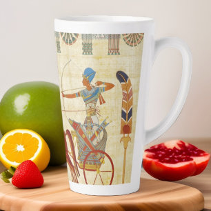 Caneca De Café Latte Papiro dos Cavalos do Faraó Ramsés II do Antigo Eg