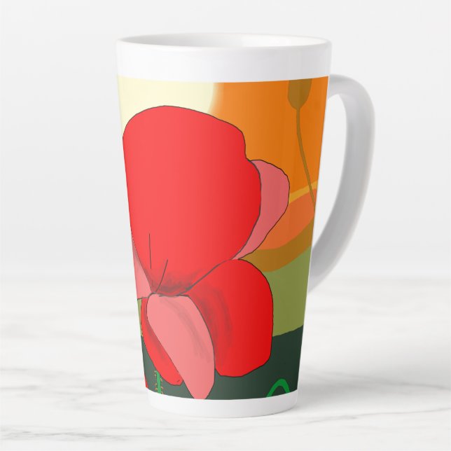 Caneca De Café Latte Papoila no pôr do sol (Ângulo direito)