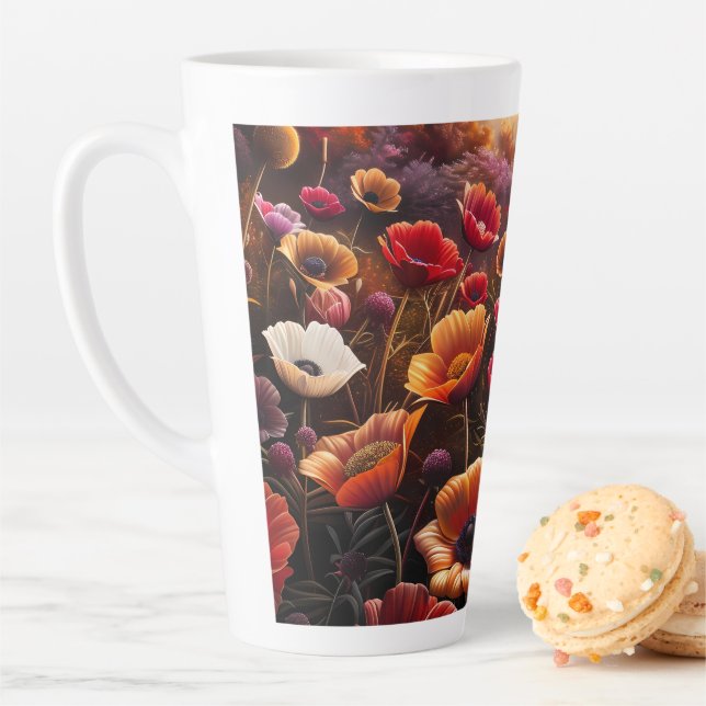 Caneca De Café Latte Papoulas Coloridas (In Situ)