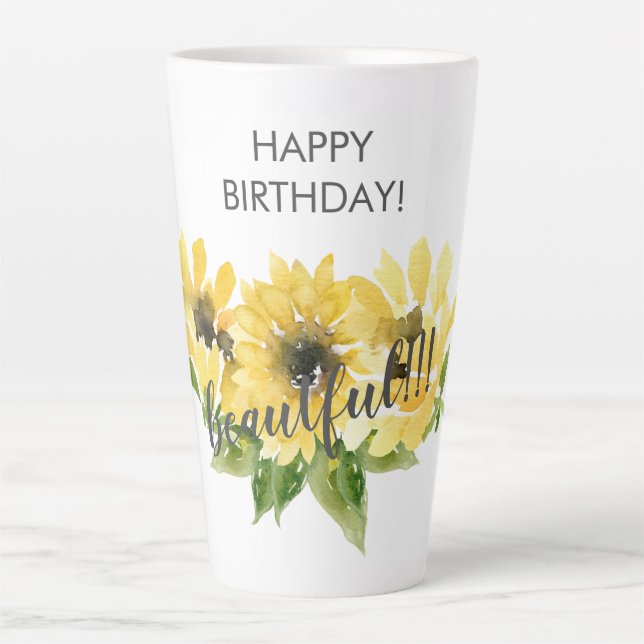 Caneca De Café Latte Parabéns, beleza!! Sunflower Latte (Frente)