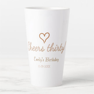 Caneca De Café Latte Parabéns trinta aniversário coração laranja rosa p