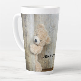 Caneca De Café Latte Parede de Madeira Rústica De Urso Bastante Enchido