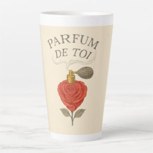 Caneca De Café Latte PARFUM DE TOI (Arte de Perfume de Rosa) Grande