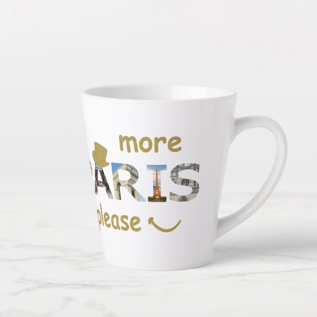 Caneca De Café Latte Paris atrai mais Paris por favor Ouro Glitter (Direita)