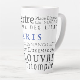 Caneca De Café Latte Paris e seus marcos