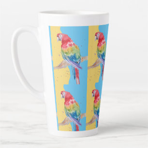 Caneca De Café Latte Parrot Pássaros Meninos Pastel Blue Mug