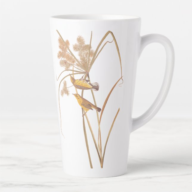 Caneca De Café Latte Pássaro Amarelo Audubon da Prairie Warbler (Direita)