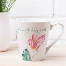 Caneca De Café Latte Pássaro de Água Flamingo Rosa Tropical
