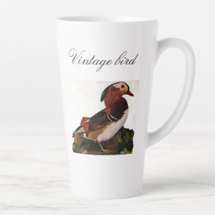 Caneca De Café Latte Pássaro e Folhagem Coloridos do Pato Cónico Vintag