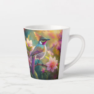 Caneca De Café Latte Pássaro Fantasia de Jay Arco-íris com Crista Laran