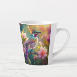 Caneca De Café Latte Pássaro Fantástico Laranja Cotoso Arco-Íris