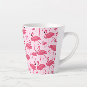 Caneca De Café Latte Pássaro Flamingo rosa Watercolor no Design rosa