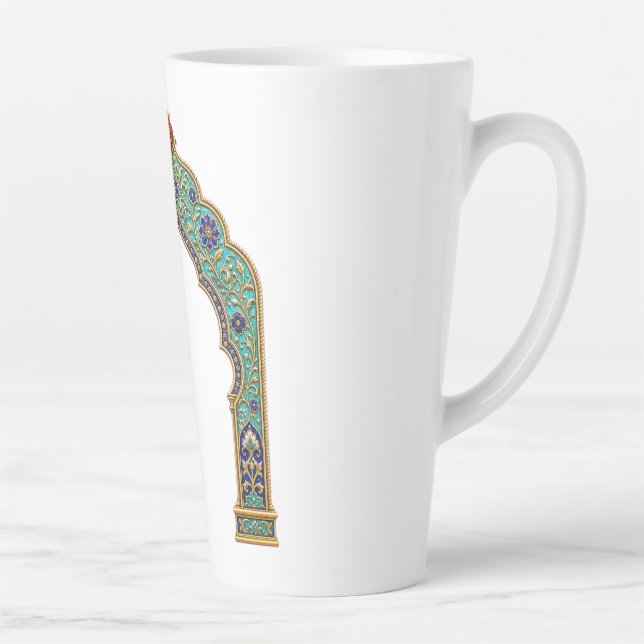 Caneca De Café Latte Pássaro Joia Turquesa | Inspirado no Persa (Direita)