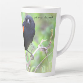 Caneca De Café Latte Pássaro Negro de asa vermelha