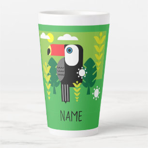 Caneca De Café Latte Pássaro Tropical de Toucan