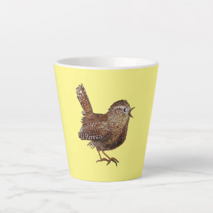Caneca De Café Latte Pássaro Wren (Troglodytes Troglodytes)