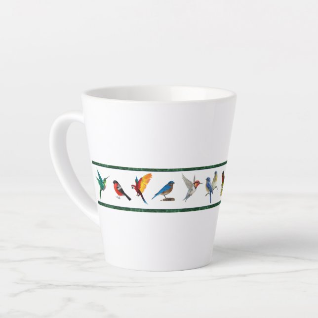 Caneca De Café Latte Pássaros Bonitos (Coleção Bridget) (Ângulo esquerdo)