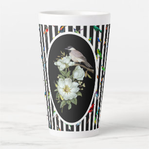 Caneca De Café Latte Pássaros Coloridos