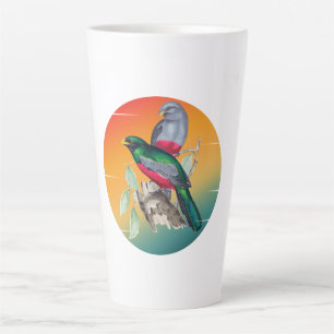 Caneca De Café Latte Pássaros de amor vintage