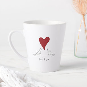 Caneca De Café Latte Pássaros Modernos Personalizados no Amor Coração V