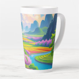 Caneca De Café Latte "Passe para Primavera - Flor Cênico