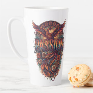 Caneca De Café Latte Passion Phoenix Design de Arte Vintage – Etiqueta