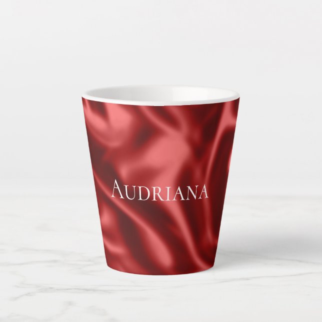 Caneca De Café Latte Passion Red Romantic Faux Satin (Frente)