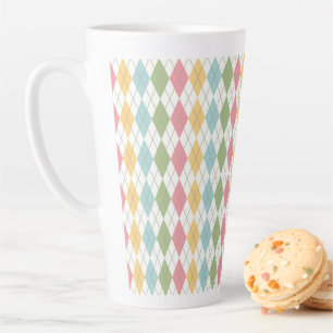 Caneca De Café Latte Pastel Argyle Pattern