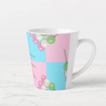 Pastel Azul Cor-de-Rosa Verificado Dango Latte Mug