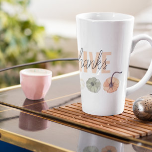 Caneca De Café Latte Pastel Colorido Cozy Dar Obrigados e Abóbora