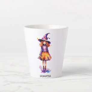 Caneca De Café Latte Pastel Cute Witch Girl - Halloween Aestética (2)