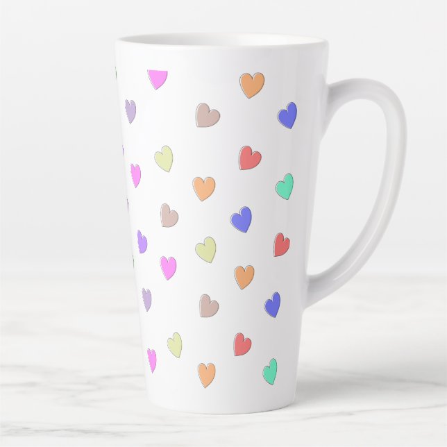 Caneca De Café Latte Pastel Heart Shape Pattern Coffee Mug (Direita)