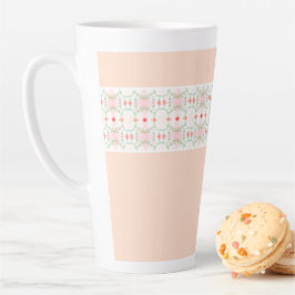 Caneca De Café Latte Pastel Pinks Peach e Verde