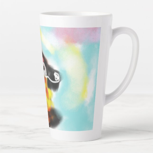 Caneca De Café Latte Pastor Alemão colorido (Direita)