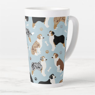 Caneca De Café Latte Pastor australiano Bones e patas latino